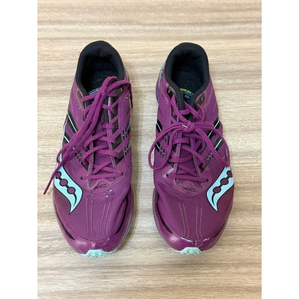 Saucony Women Kilkenny XC7 8.5 Purple‎ Aqua Cross Country Racing Spikes S19042-3